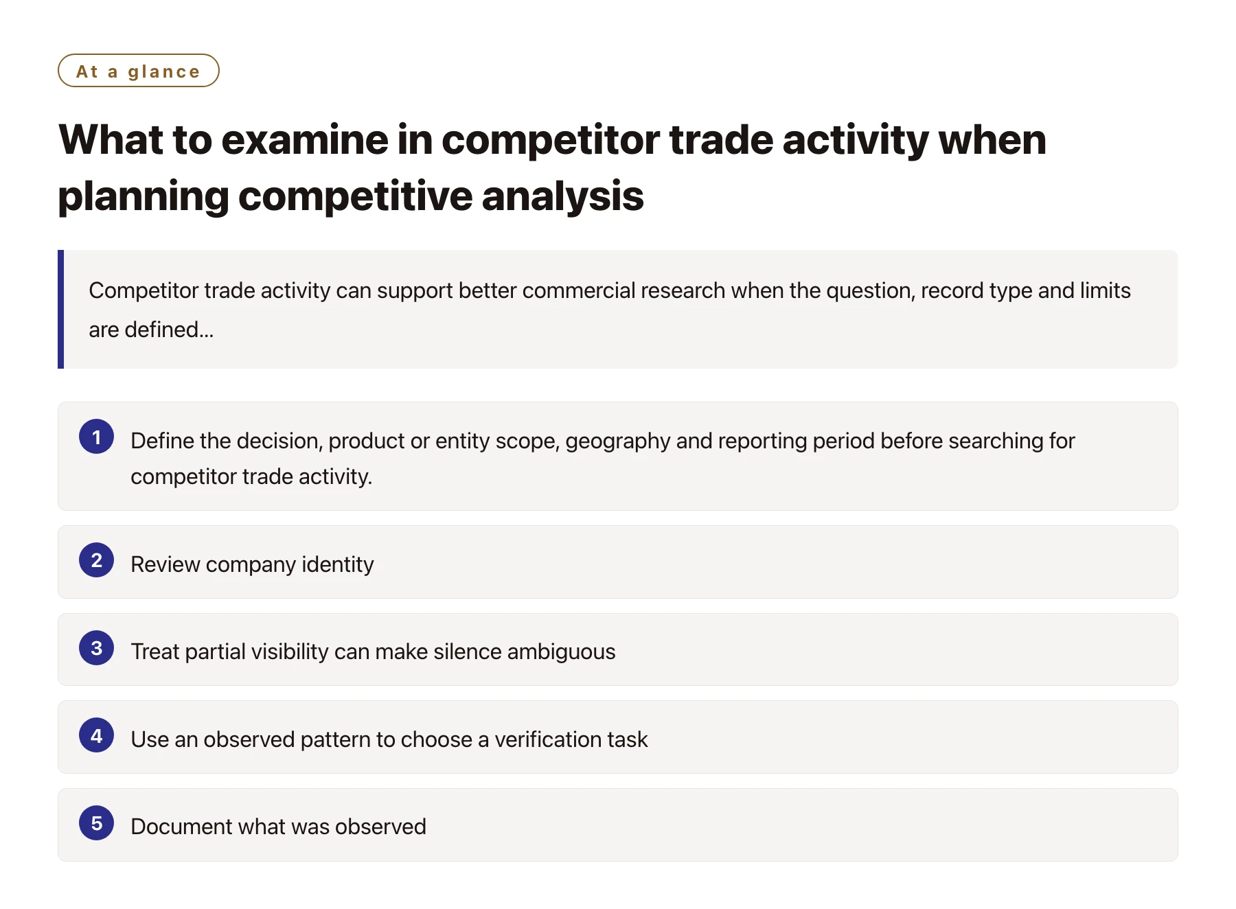 What to examine in competitor trade activity when planning competitive analysis——全文要点速览