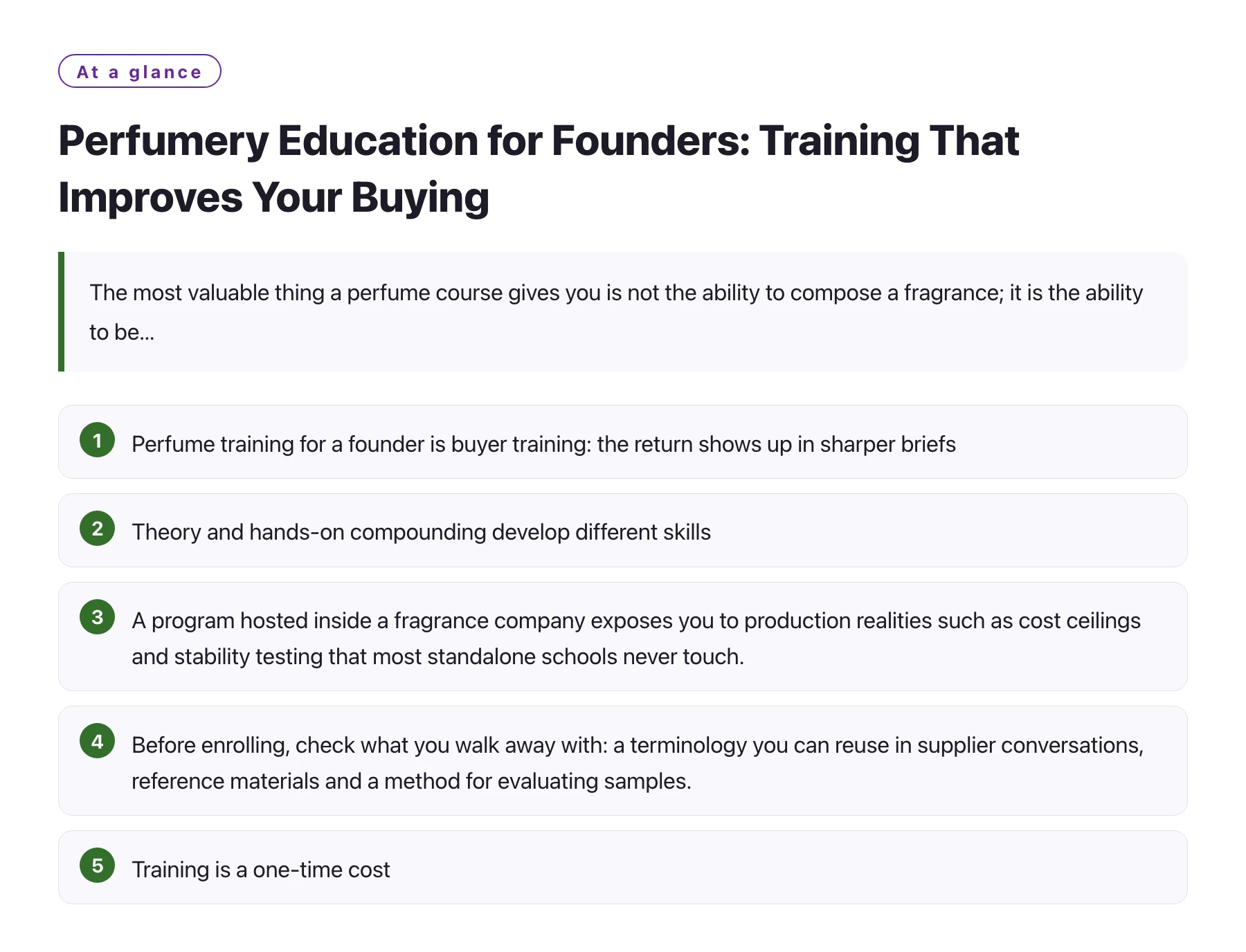 Perfumery Education for Founders: Training That Improves Your Buying——全文要点速览